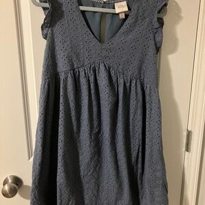 Knox Rose Blue Gray Smocked Ruffled Sundress